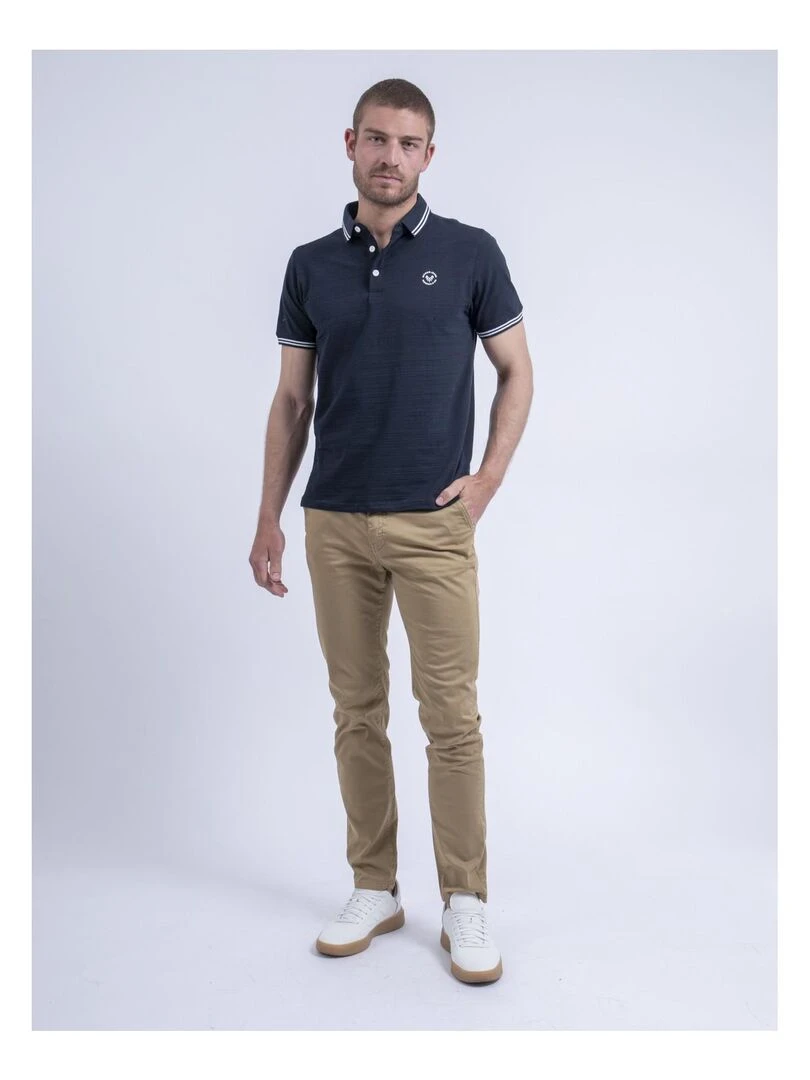 Polo manches courtes pur coton PILIAS   Bleu marine