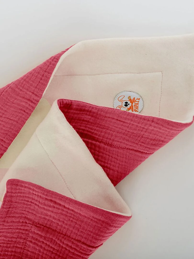 Couverture en Coton Bio Rex Blanc et Fraise Rouge