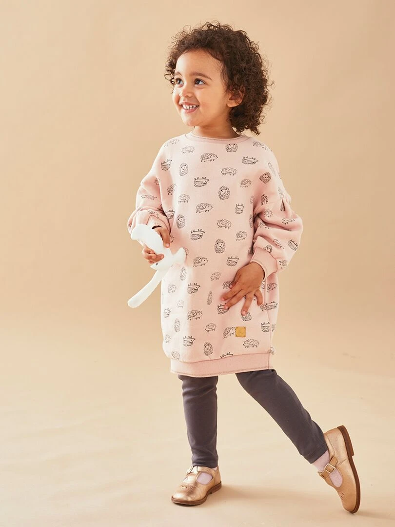 Robe imprimés hérissons en molleton gratté clair Noukie's Rose