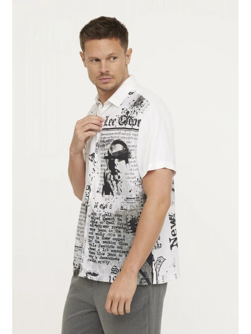 Lee Cooper Chemise manches courtes viscose comfort DINO Blanc