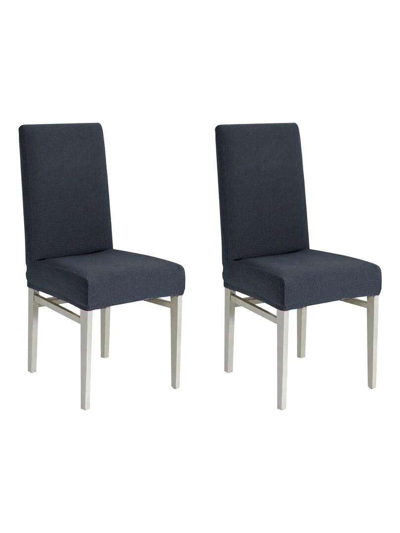 Lot de 2 Housses de chaise extensible Anthracite gris anthracite