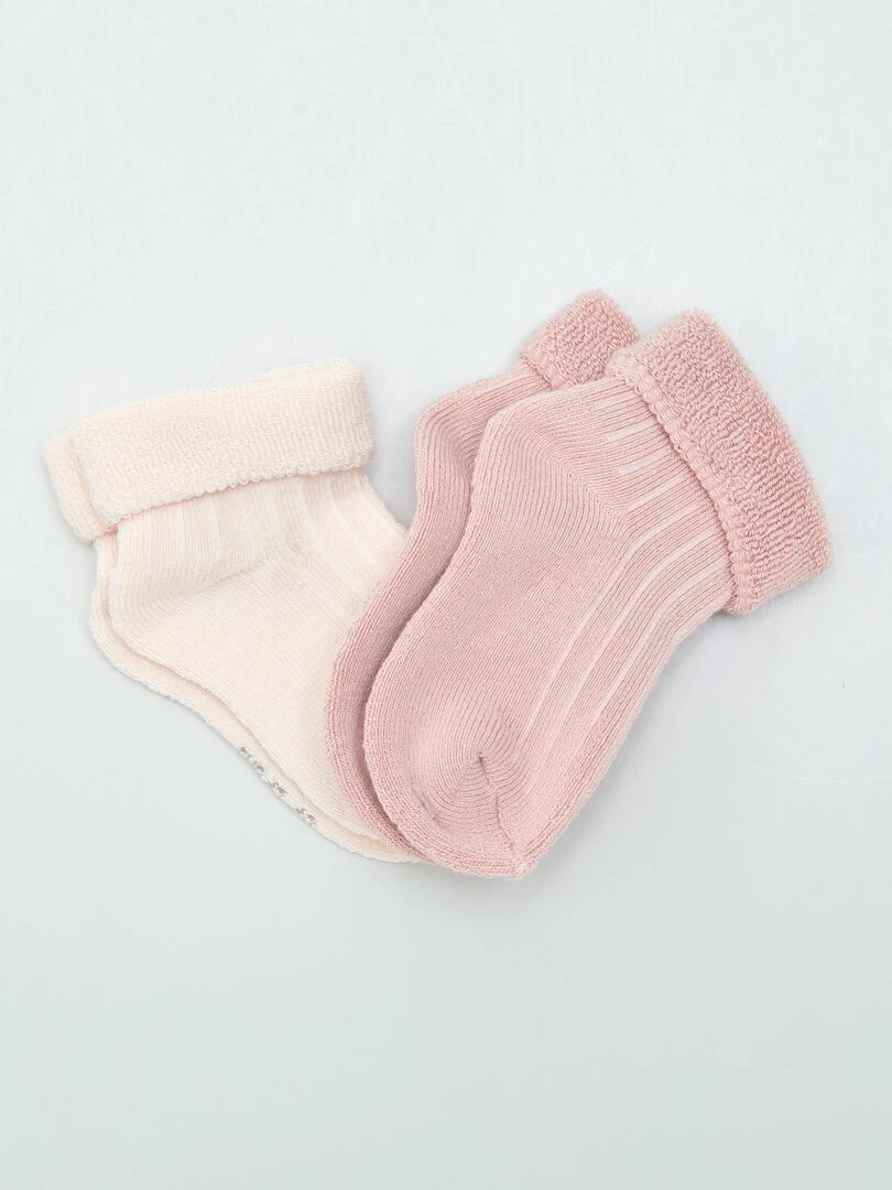 Lot 2 paires de chaussettes en maille bouclette Rose clair/foncé
