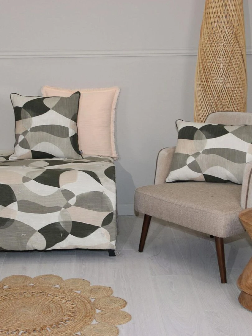 Coussin aux motifs abstraits Beige