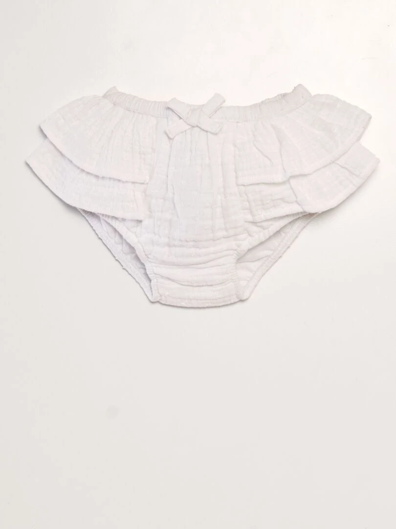 Culotte en gaze de coton avec plumetis blanc