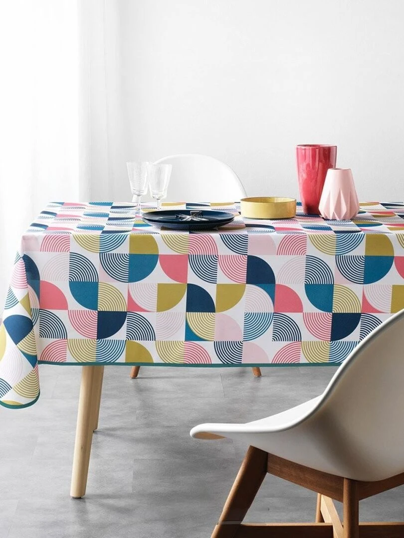 Nappe rectangulaire antitache 150x240 cm Rythmo rose Rose