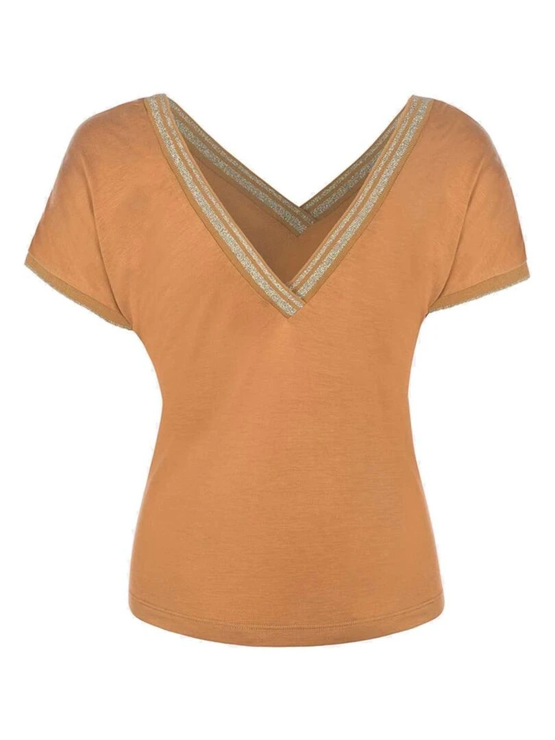 KAPORAL T shirt encolure face et dos v droite POLIN Gris Marron Blanc