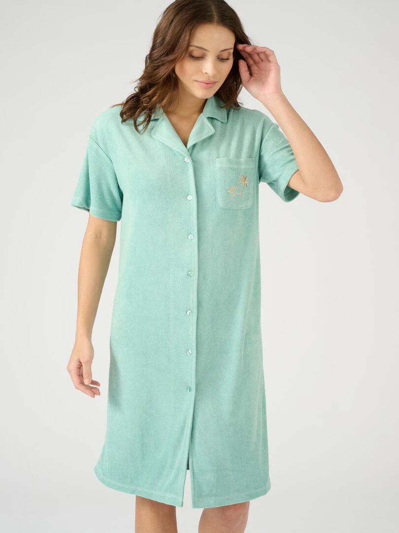 Chemise de nuit maille bouclette Damart Vert anis