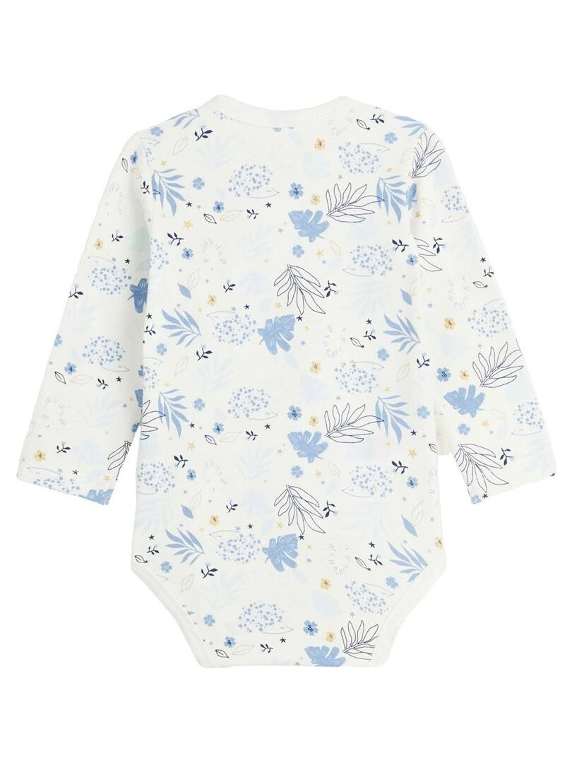 Lot de 2 bodies bébé manches longues ouverture croisée Luna   Ecru