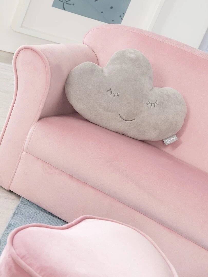 ROBA Canapé Enfant en Velours "Lil Sofa" 2 Places Fauteuil avec Accoudoirs pour Filles Rose Rose