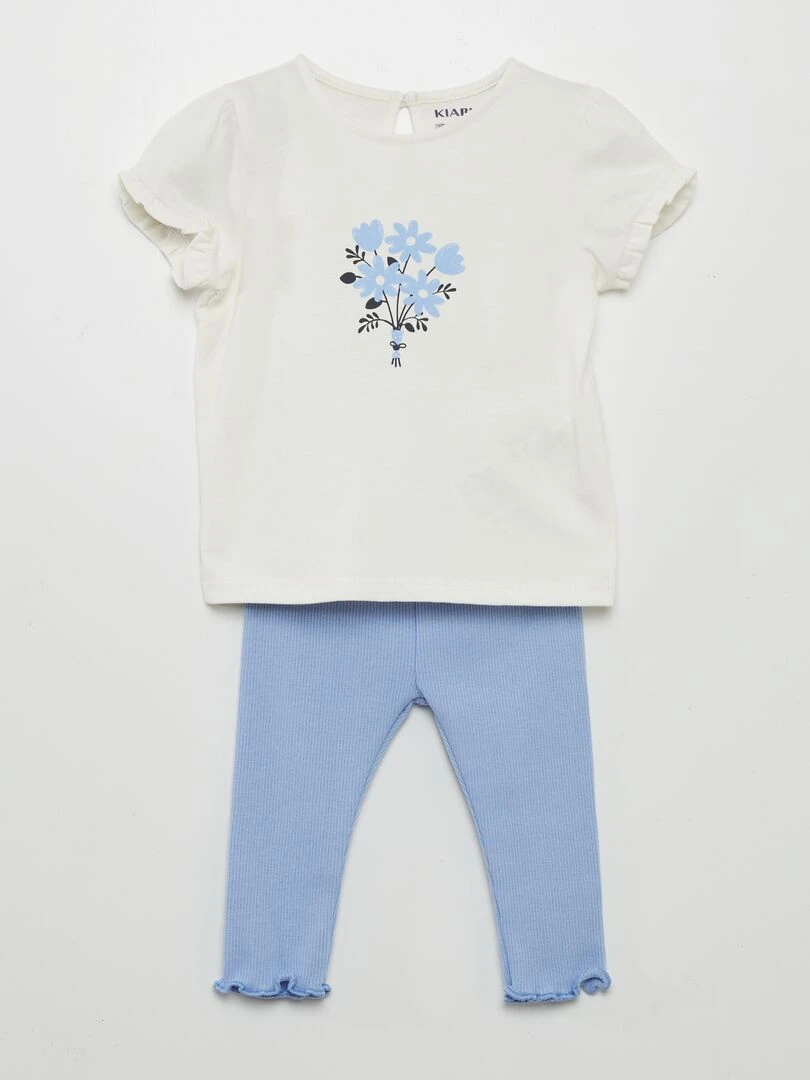 Ensemble legging + t shirt imprimé 2 pièces Bleu