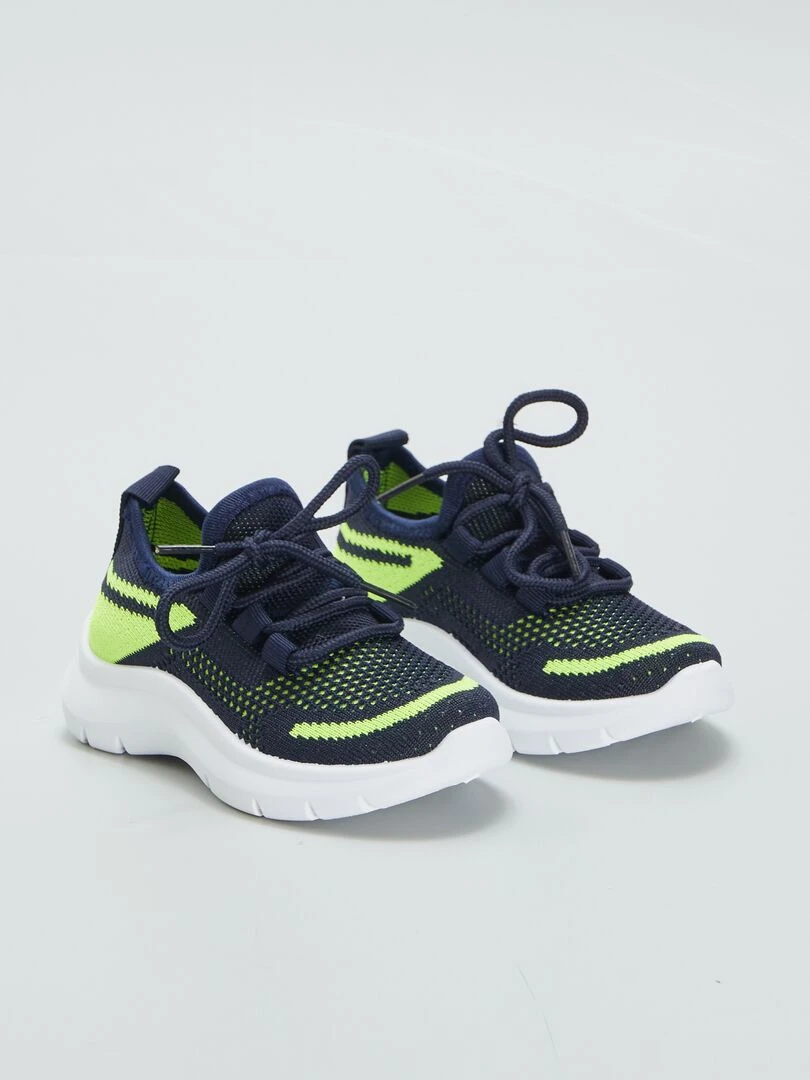 Baskets en mesh bicolore Bleu/jaune