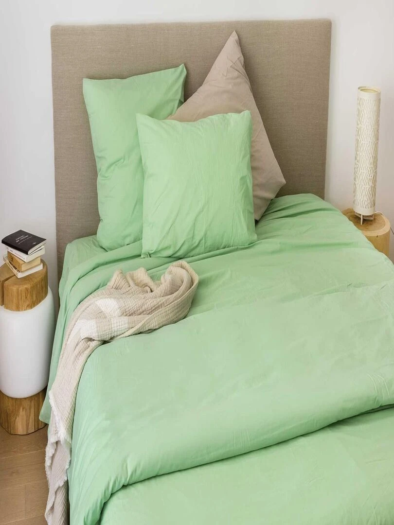 Housse Pour Edredon en Coton Lavé Vert clair