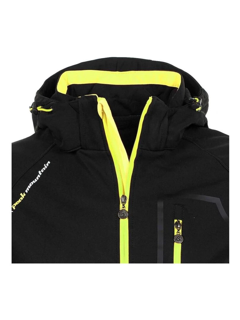 Blouson softshell homme CIMALEAK   PEAK MOUNTAIN   Noir Jaune