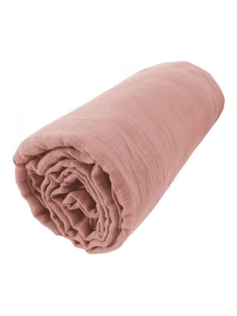 Drap Housse Double Gaze Coton Gaia Rose