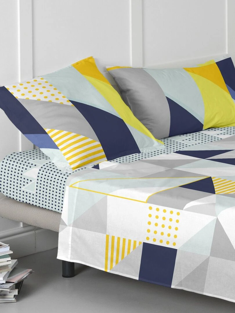 Drap housse Geo dot "Happyfriday" Blanc