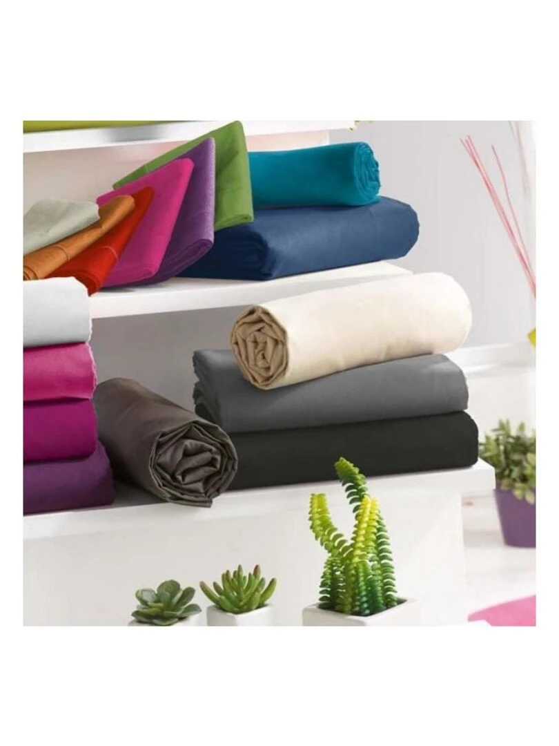 Drap Housse Choco 200 X 200 Cm / 100% Coton / 57 Fils/cm² "king Size" Marron chocolat