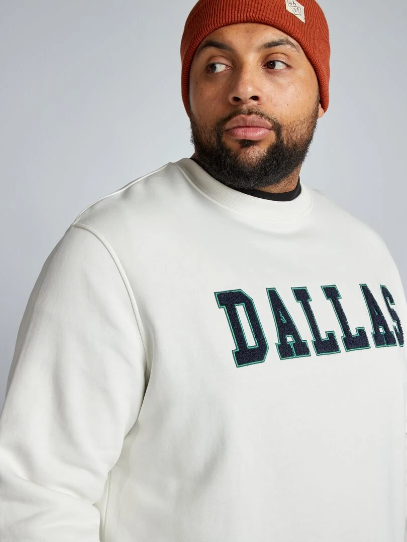 Sweat molletonné style américain   Blanc