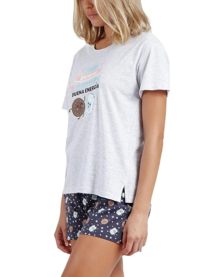 Pyjama short t shirt Contigo Mr Wonderful   Gris