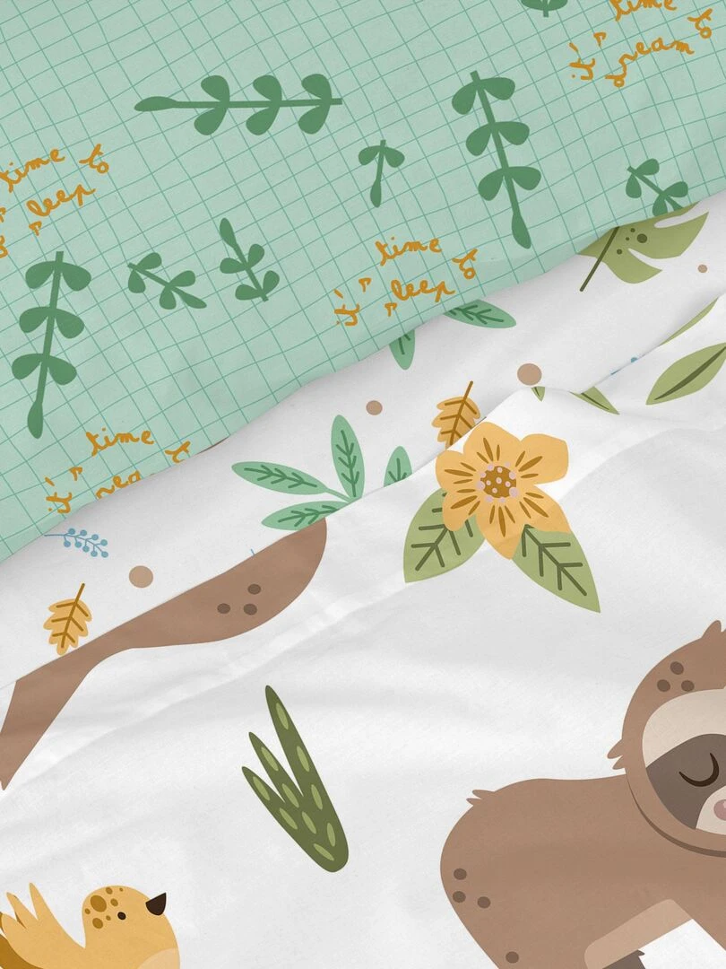 Parure de lit 2 pièces Happy sloth "Happyfriday"   Blanc