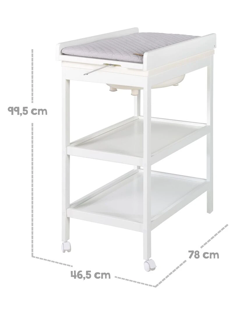 ROBA Table à Langer avec Baignoire Bébé 2en1 + Matelas à Langer Hydrofuge roba Style Gris   Blanc Gris