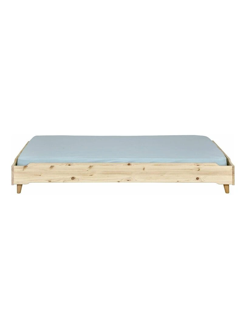 Lit empilable avec pieds et matelas Jelly   AKITEN RETAIL   Marron