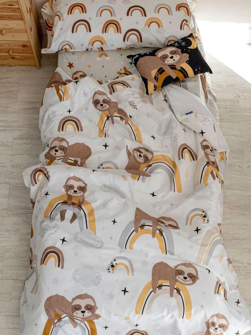 Parure housse de couette 2 pièces Sleepy sloth "Happyfriday" Multicolore
