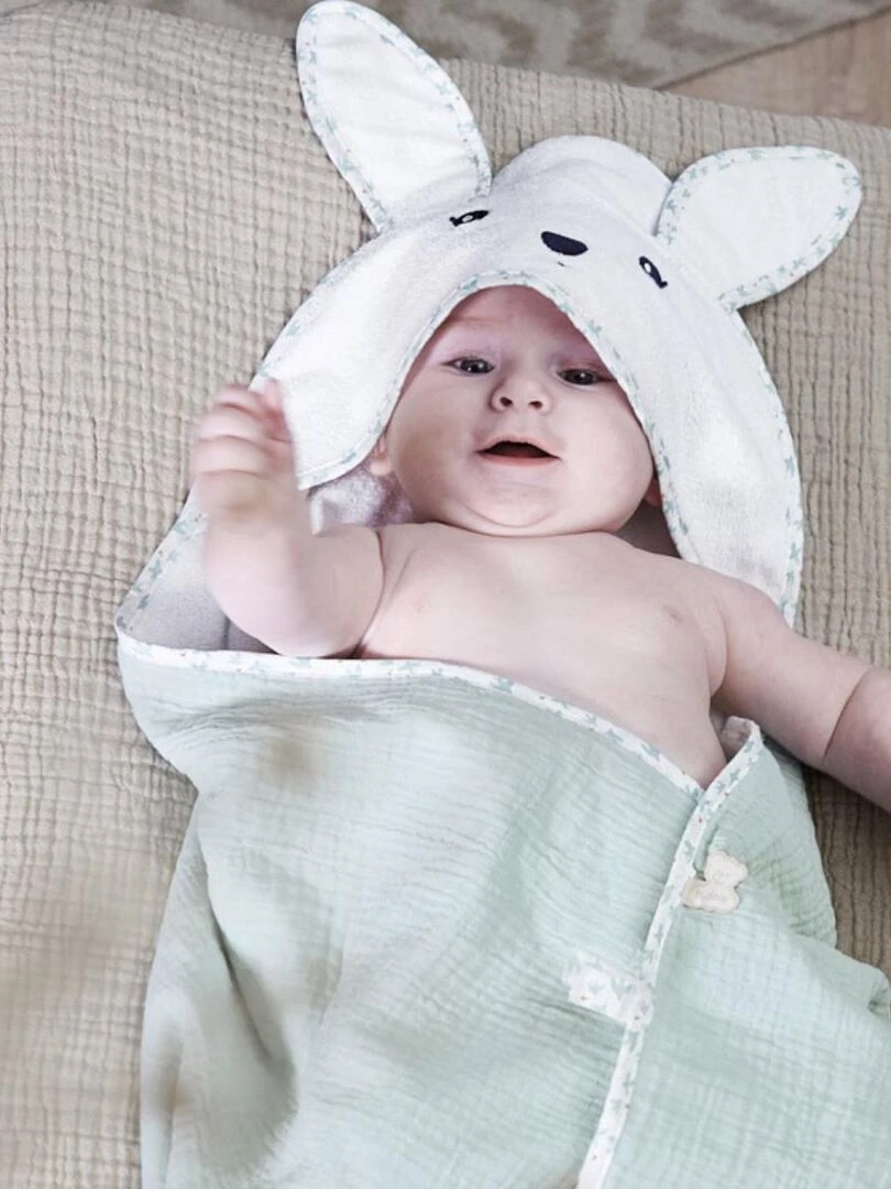 cape de bain lapin colombe   Vert d'eau