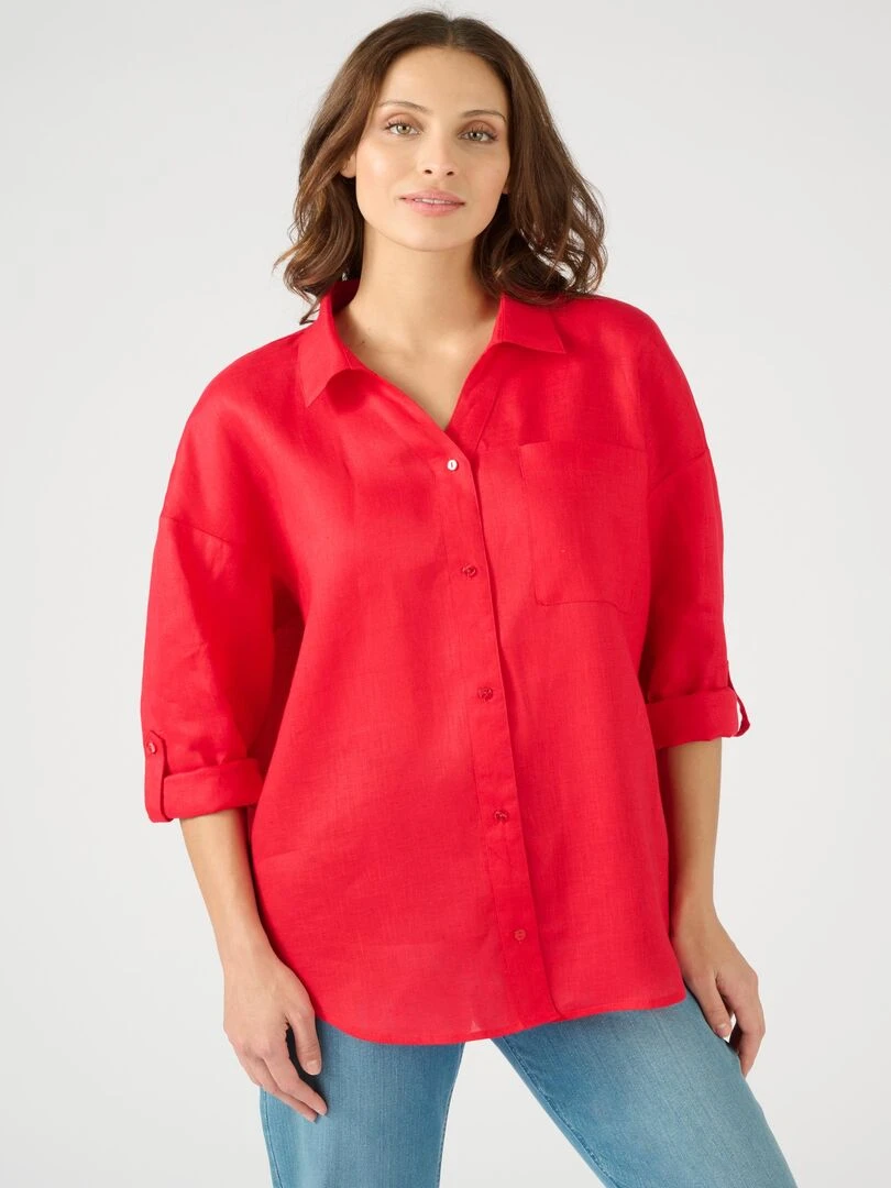 Chemise pur lin Damart Magenta