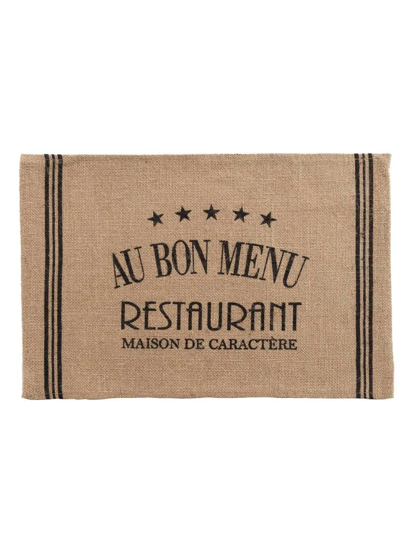 Set de table en jute imprimée Noir