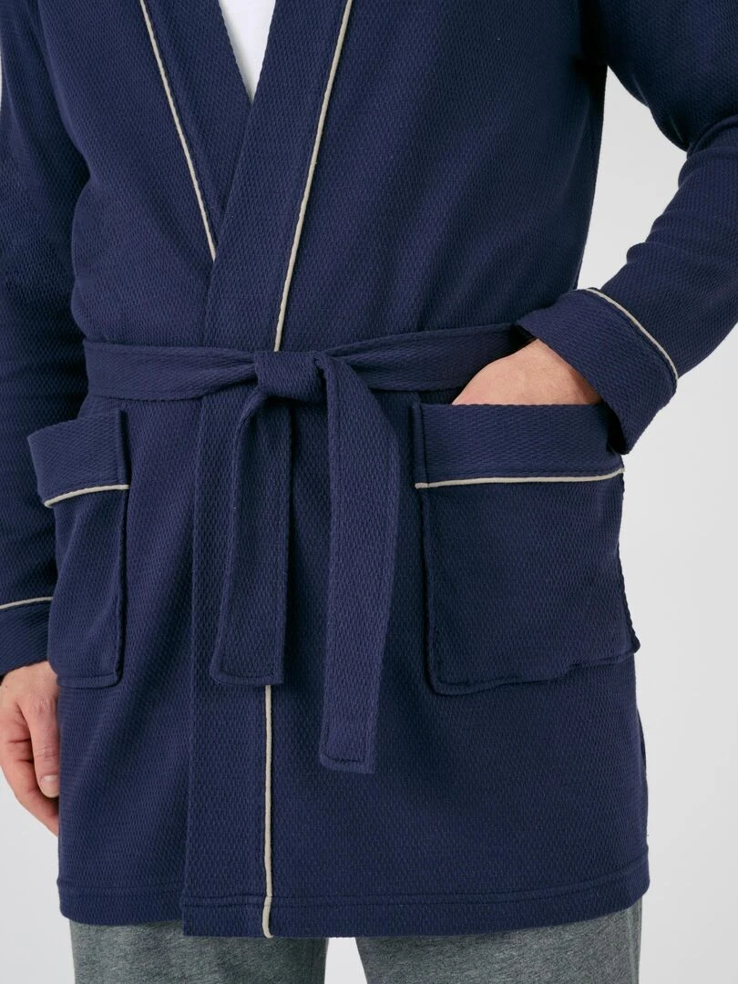 Robe de chambre maille nid d abeille Damart Bleu marine