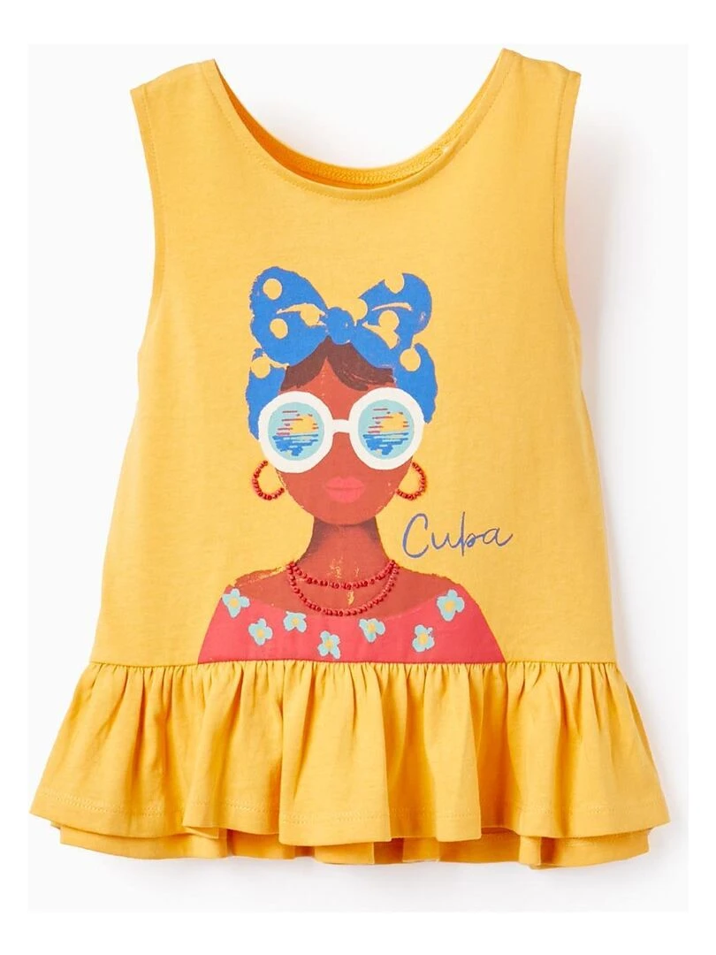 Top En Coton Avec Perles Pour Fille 'Cuba' manches courtes CUBA Jaune