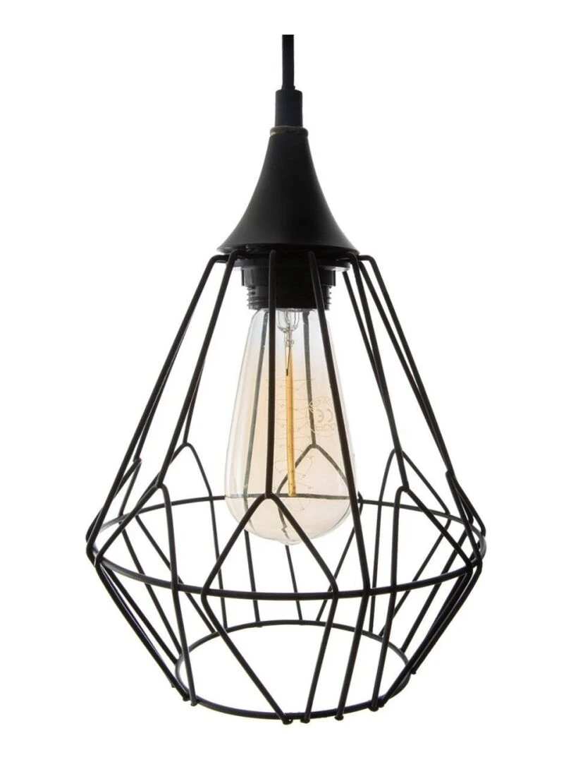 Suspension métal filaire 3 lampes Noir