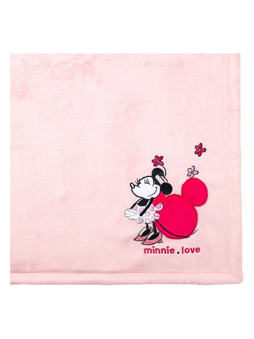 Couverture bi matière Minnie Confettis 75x100 cm Rose
