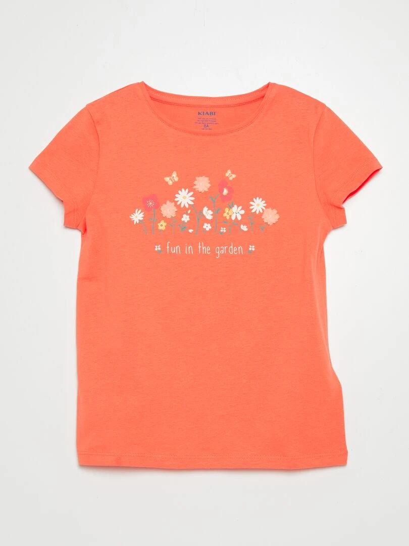 T shirt en coton à col rond Orange
