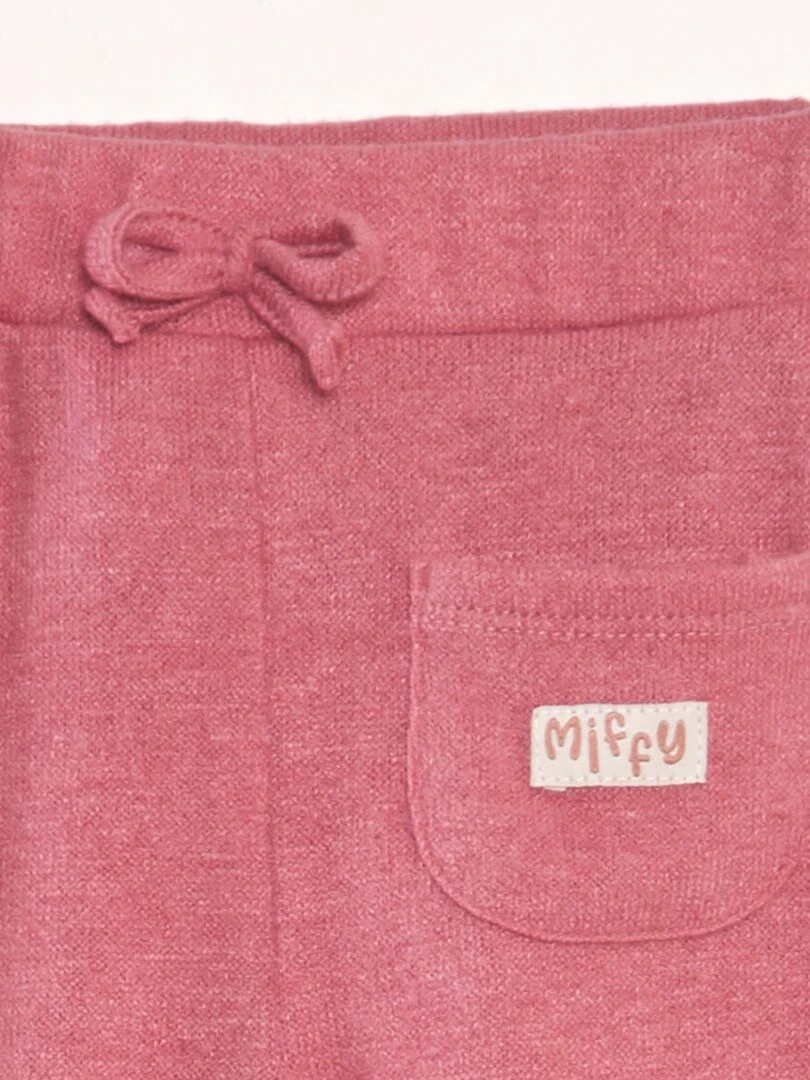 Pantalon en tricot avec lapin Rose