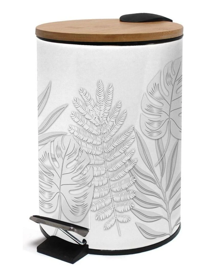 Poubelle à pédale 3L bambou Amber Blanc