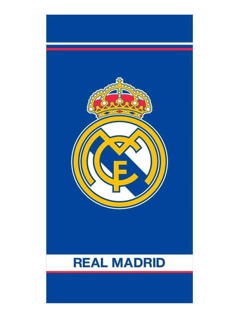 Drap de plage imprimé 100% coton REAL MADRID LOGO Bleu