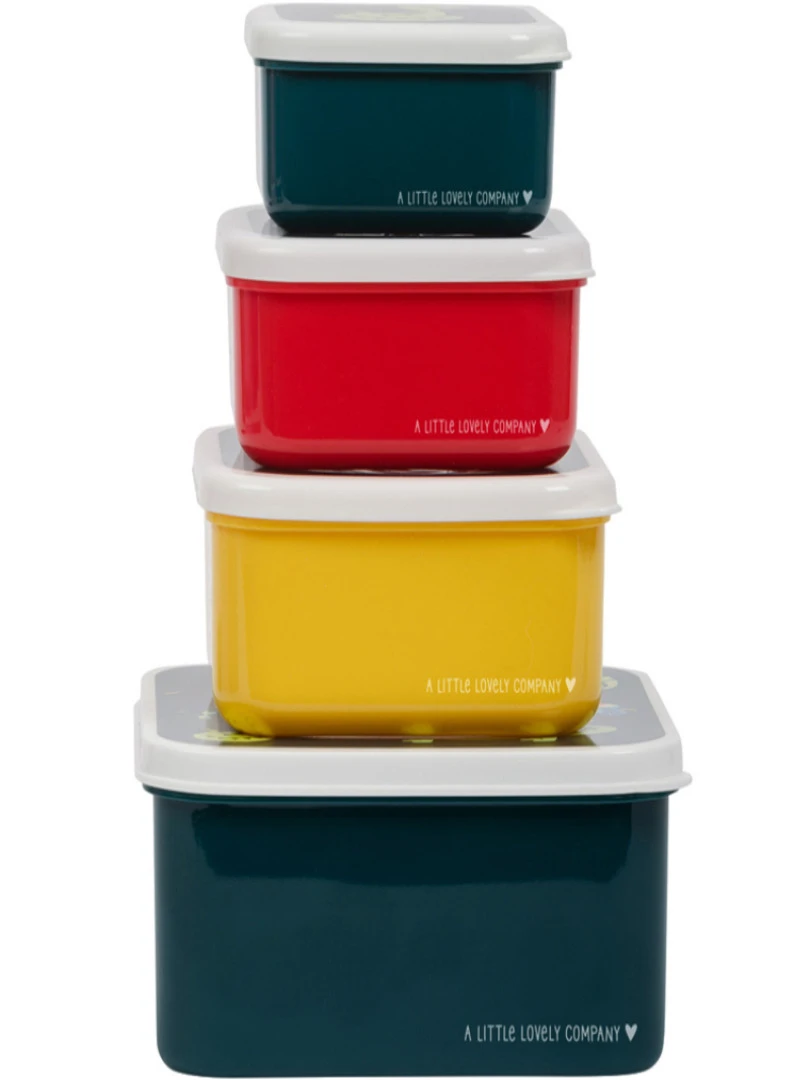 Lot de 4 boîtes à goûter Tigre   Vert