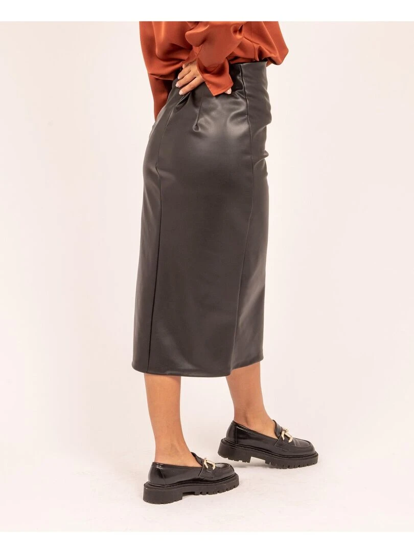 Jupe midi similicuir XALISA Noir