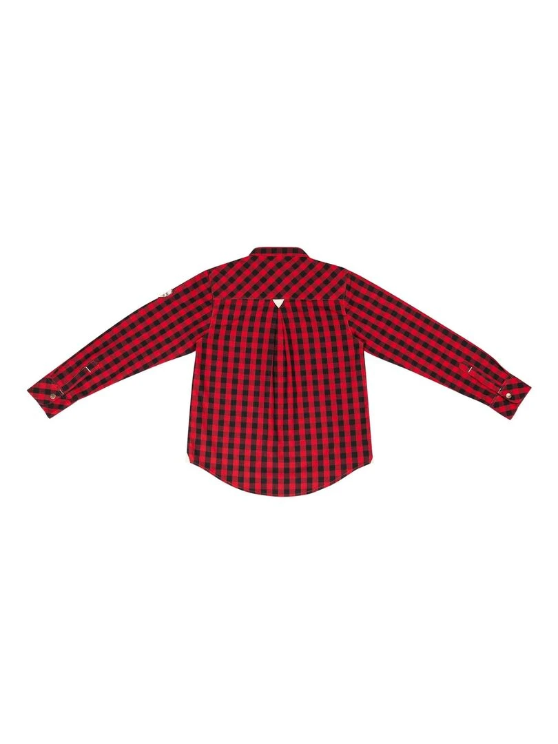 Chemise Carreaux Vichy Garçon  Rouge Noir  Col Mao  LIVERPOOL   'LA FAUTE A VOLTAIRE'   Noir Rouge