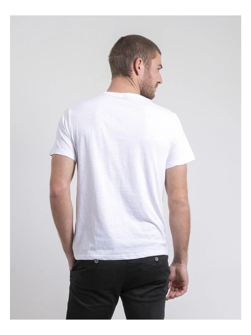 T shirt col rond pur coton NAPAMOX Blanc