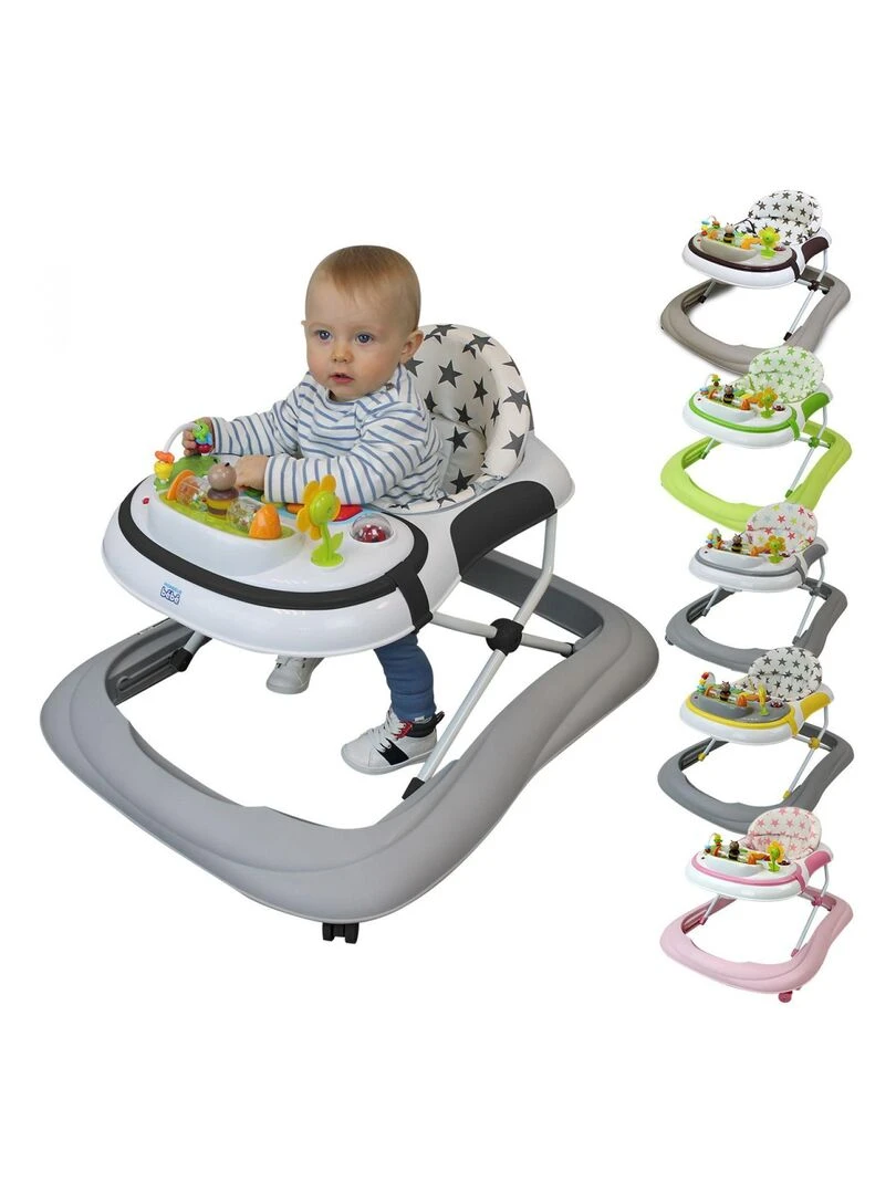 Trotteur bébé évolutif musical pliable réglable en hauteur Monsieur Bébé Noir