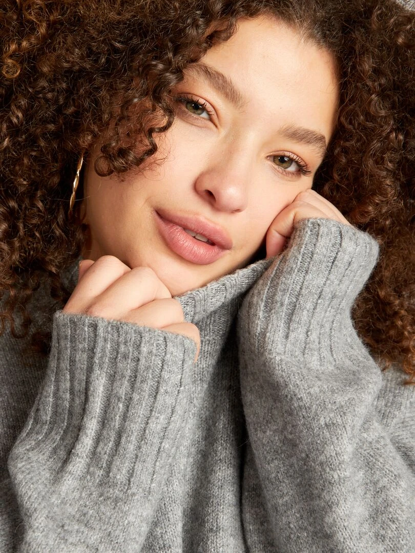 Pull col montant   Gris