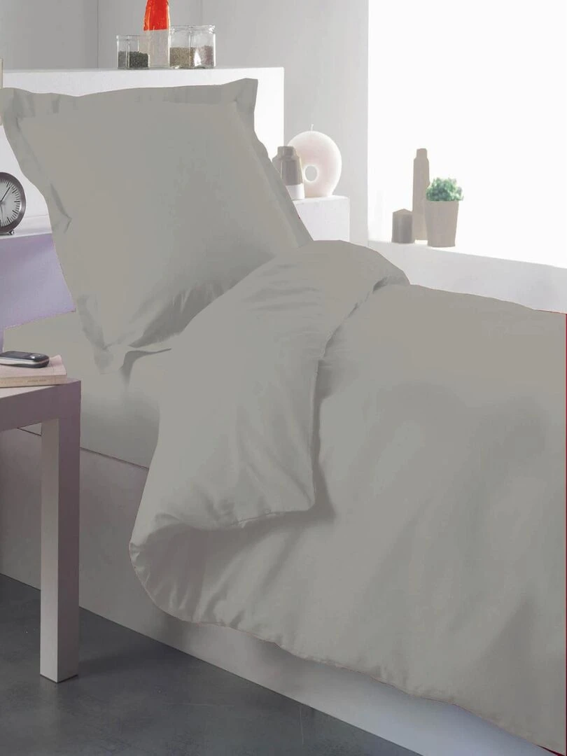 Housse de couette percale 140 x 200 cm unie Taupe
