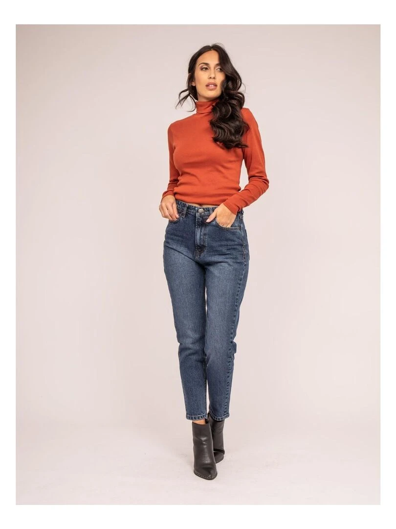 Sous pull col roulé pur coton organique FUSEE   Rouge brique