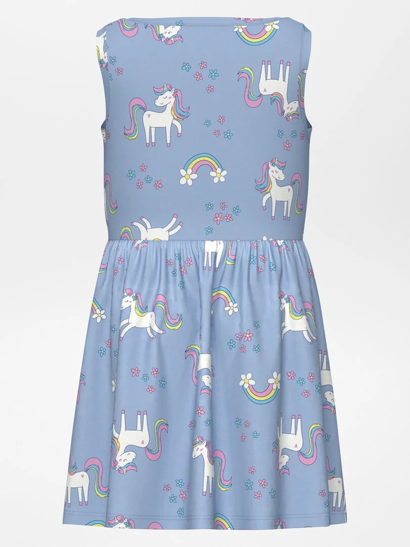 Robe évasée imprimée Bleu