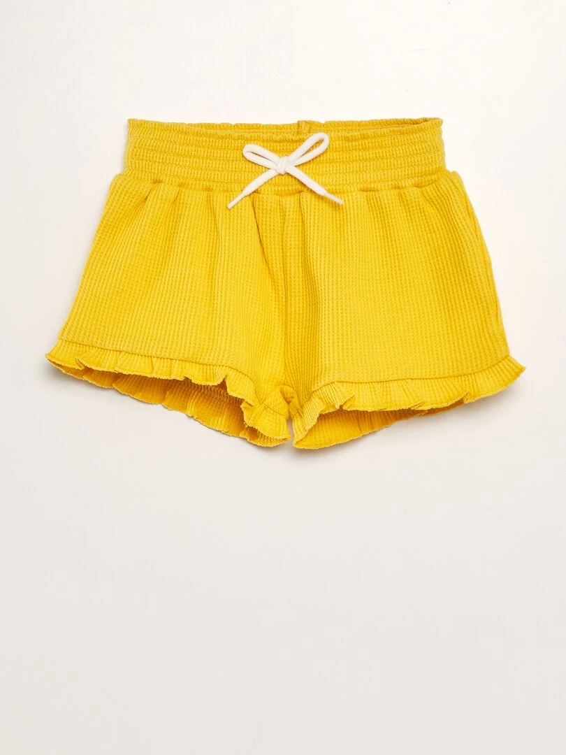 Short en nid d'abeilles Jaune