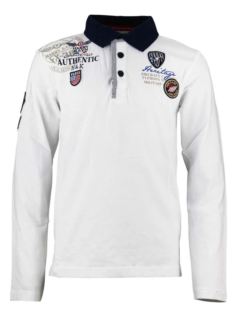 Polo manches longues garçon ECEGAM HARRY KAYN Blanc