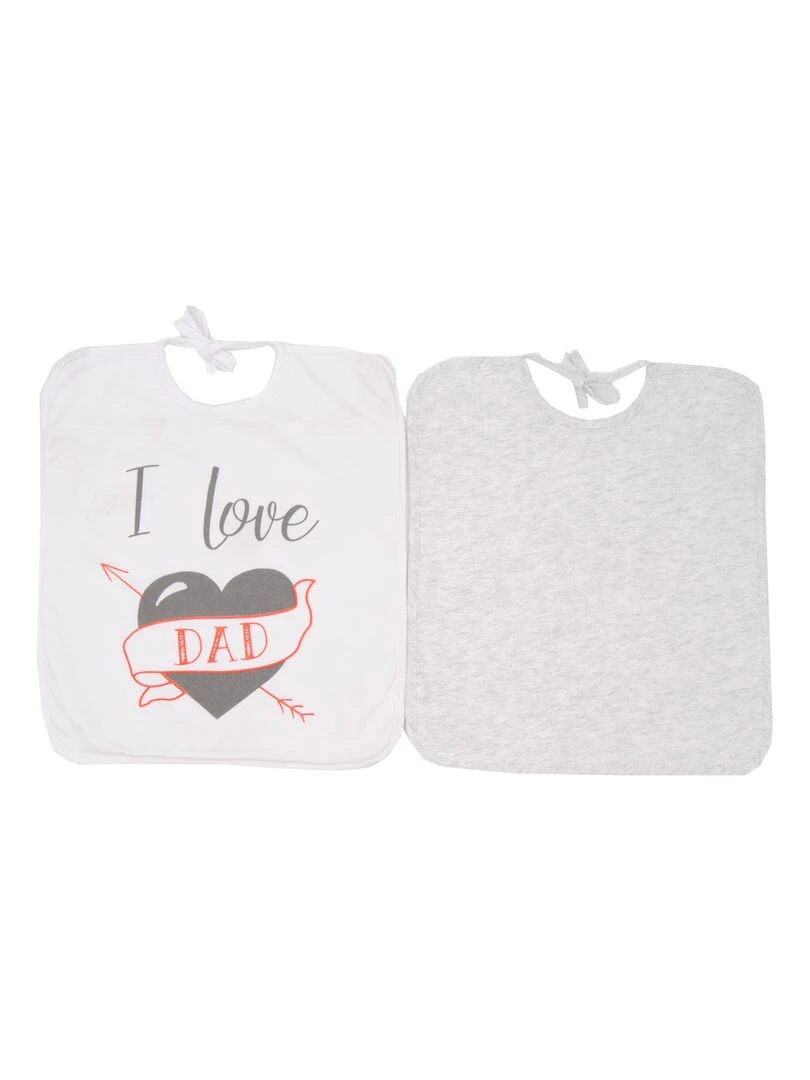 Lot de 2 bavoirs I love Dad 6 mois Blanc
