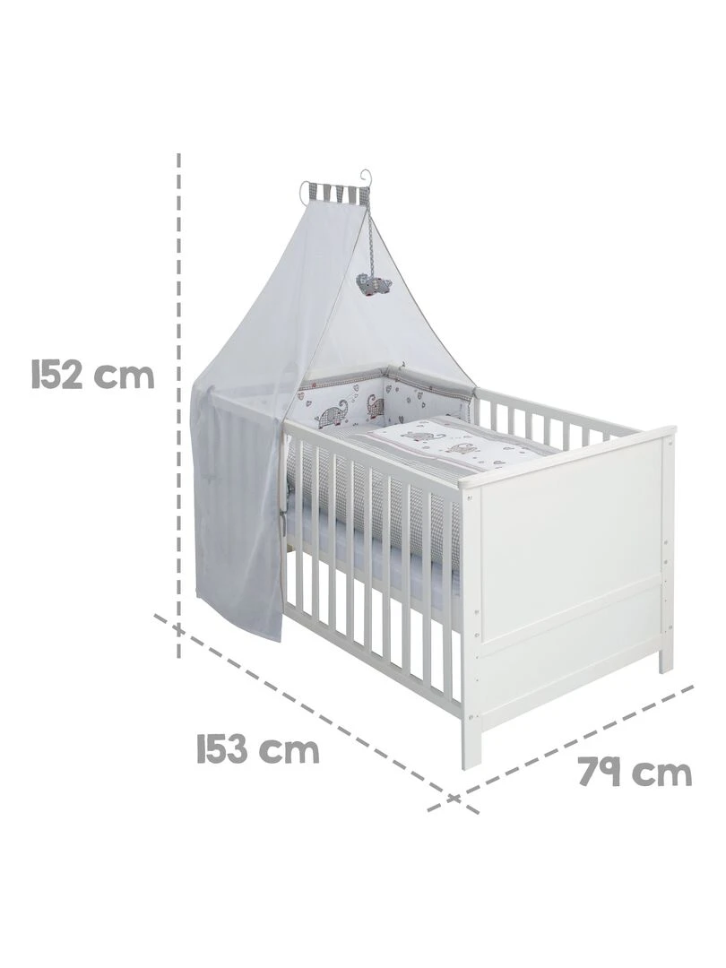ROBA Lit bébé évolutif complet "Jumbotwins"   70x140 + Équipement Complet   Blanc